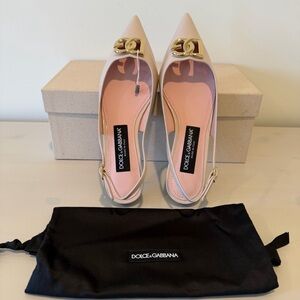 Dolce & Gabbana DG Leather Slingback ballerina shoes Pink Size EU37.5 NIB